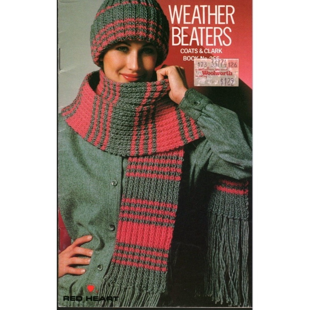 Vintage Red Heart Weather Beaters Knitting Crochet Pattern Book 266 Coats Clark